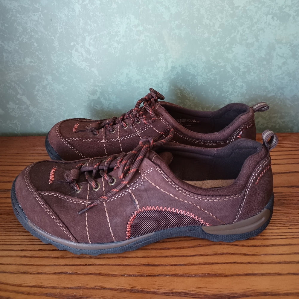 Earth Origins Brown Leather Hiking Walking Shoes Womens 6 Athleisure - Picture 5 of 9
